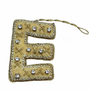 Export Quality <b>Gold</b> Velvet Alphabet <b>Christmas</b> Ornaments Hand-Beaded Zardosi Hanging Decoration <b>Christmas</b> <b>Tree</b> Wedding Favors Bag - Product Image 1