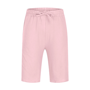 Logo personnalisé OEM Design 100% Lilen Short de surf décontracté rose uni pour hommes coupe régulière cordon de serrage vêtements d'entraînement écologiques - Product Image 1