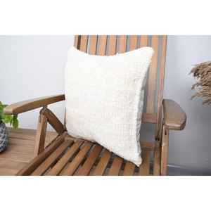 Vintage Pattern 18x18 Inch Beige Wool Farmhouse Rug with <b>Pillow</b> Hand Woven Rustic Design - Product Image 3