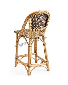 Taburete de Bar de ratán de estilo bistró francés moderno con respaldo curvo para muebles de restaurante de cocina de café - Product Image 5