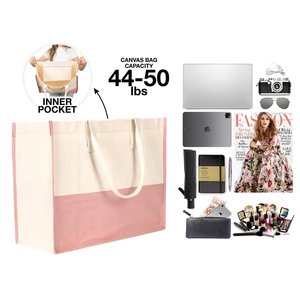 Light Pink & <b>White</b> Cotton Canvas Tote Bag Customized Wedding Bulk Gifts Top Quality Gift Packaging Tote Bag Daily Use Canvas Bag - Product Image 6