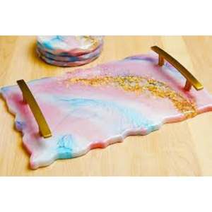 Atractiva bandeja de servicio de resina de diseño hecho a mano de una sola pieza con forma y tamaño personalizados a un precio muy asequible - Product Image 4