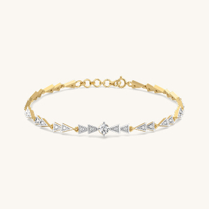 Pulsera Minimalista de Plata 925 Chapada en Oro de 18K con Diamantes, Diseño Geométrico de Triángulo, Cadena de Eslabones, Unisex, para Uso Diario - Product Image 2