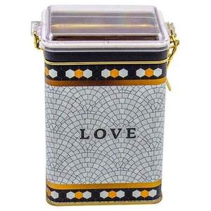 Boîte de rangement en métal à motif de mosaïque géométrique 75X100X150mm avec fermoir en fil métallique et couvercle transparent pour affichage organisé - Product Image 4