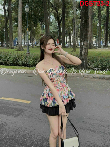 [Thỏa thuận nóng] Bộ áo lót voan thời trang nữ với 3 lựa chọn màu sắc và váy xếp li mini dễ thương với họa tiết hoa 2024 - Product Image 2