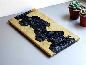 Vaisselle décorative rectangulaire en bois massif véritable naturel, plateau de service à fruits, plateau de service à café, plateau de service à café - Product Image 4