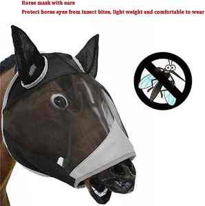 Masque pour cheval anti-mouches, anti-verres, respirant, extensible, en maille tricotée, anti-moustiques, équipement équestre, masque d'équitation - Product Image 5