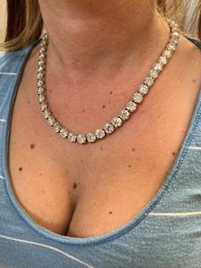 Top Trending 8mm VVS Moissanite Diamond <b>Tennis</b> <b>Necklace</b> With 925 <b>Silver</b> Bling Chain For Wedding Wear From Manufacturer Price - Product Image 2
