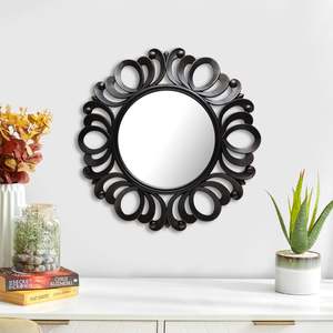 Miroir mural rond en métal standard en laiton AK avec cadre noir miroir mural au design haut de gamme pour décor d'hôtel/décor de salon - Product Image 1