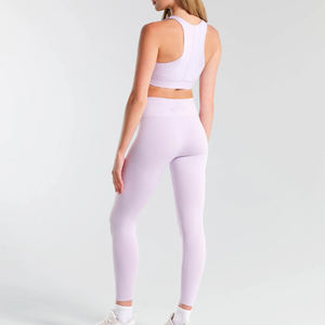 Womens Workout Sets 2 Piece Seamless Long Sleeve Crew Neck Crop Top Shirts <b>Scrunch</b> Butt <b>Leggings</b> <b>Gym</b> Yoga Outfits - Product Image 3