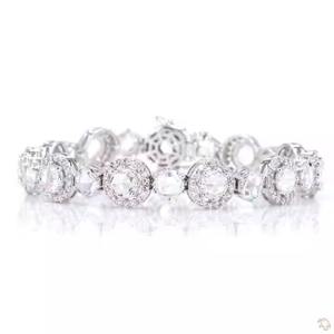 11.75ที่สง่างาม ct.lab เติบโตขึ้นมากำไลข้อมือเดี่ยว & Halo Moissanite สร้อยข้อมือเทนนิสทองคำขาว14K และกำไลข้อมือ - Product Image 1