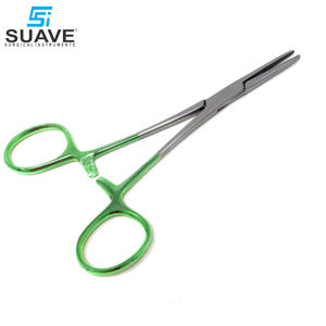 Pince hémostatique à verrouillage demi-dentelé à poignée verte 5.5 Pince hémostatique droite incurvée Kelly par SUAVE INSTRUMENTS SURGICAUX - Product Image 5