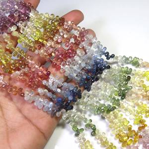 ลูกปัดไพลินหลายเม็ดสีธรรมชาติขนาด5-6มม. ลูกปัดด้าน16 "เส้น5เส้น - Product Image 5