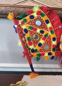 Abanico Decorativo Indio Pakhi Mehndi Dholki, Abanicos de Tela Vintage para Bodas Punjabi, Recuerdo de Fiesta, Juego Jago - Product Image 2