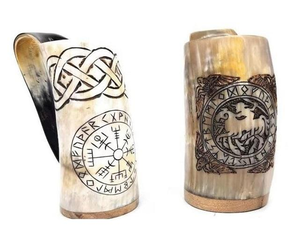 Tasse en corne naturelle faite à la main de qualité supérieure Design unique Style viking durable pour la bière au café - Product Image 4