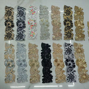 Tissu Abaya en polyester 100 % écologique de haute qualité en vrac, dentelle florale colorée brodée, motif complexe, élégant et haut de gamme - Product Image 1