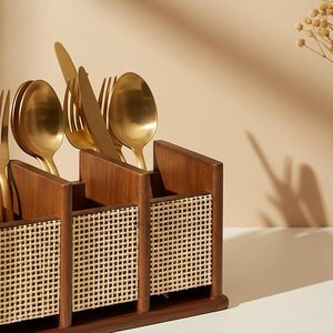 ที่วางช้อนไม้สไตล์วินเทจคลาสสิก ลายไม้ธรรมชาติ ปรับได้ น้ำหนักเบา อเนกประสงค์ สำหรับจัดเก็บในครัว - Product Image 4