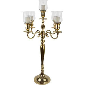 Latest Aluminum Gold Plated Latest Arrival Candelabra Floor Centerpiece 5 Arms for Decoration Tall Wedding Candelabra New Design - Product Image 3