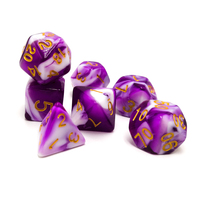 Ensemble de dés polyédriques en alliage de zinc écologique et durable, 7 pièces, pour jeux de société, avec dés à 4 à 20 faces et accents colorés