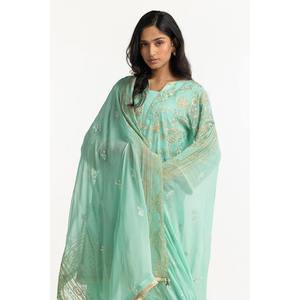 Ensemble de costume en mousseline de soie brodé 3 pièces pour femmes IUSTKSD-228 - Product Image 2