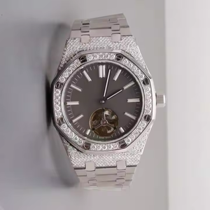 Nouvelle montre de luxe en acier inoxydable VVS Moissanite faite à la main avec diamant montre de haute qualité à mouvement automatique et cadran rond pour hommes - Product Image 6
