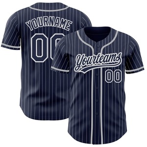 Pakistán ropa deportiva industria personalizada azul marino blanco rayas gris auténtico béisbol Jersey - Product Image 1