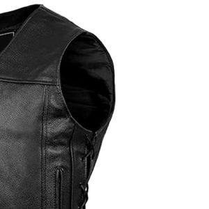 Chaleco de cuero sin mangas de moda de talla grande para hombre, Chaleco de cuero de moto para hombre, chaleco de cuero de vaca - Product Image 6