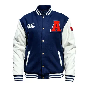 2024 Blue And White Contrast Good Selling Highest Quality Make Own Men Outer Wear Letterman Jacket BY Survival Sports Wear