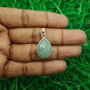 925 Sterling Silver Aigue-Marine Style Bohème Pendentif Artisan Designer Diamant Pierre Principale Pierre Naturelle Chic Charme Pendentifs - Product Image 1