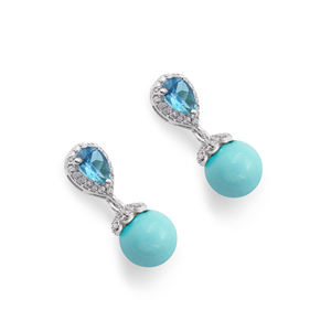 Pendientes colgantes de plata de ley 925 al por mayor para mujer, Topacio Azul pera natural y piedras preciosas turquesa de 4,5G para regalos de fiestas - Product Image 6