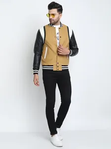 Vestes de baseball pour hommes Corps en laine avec manches en cuir Vestes décontractées d'hiver avec taille et design personnalisés - Product Image 5