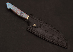 MORTAL SAGA-Cuchillo de chef hecho a mano de 13 pulgadas, hoja de acero damasco, mango de resina epoxi, 440 C, 3 años de garantía, supervivencia para acampar, incluye - Product Image 6