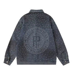 Veste en jean avec strass pour hommes Design de mode Vêtements d'extérieur décontractés brillants Veste en jean avec strass d'approvisionnement d'usine - Product Image 2