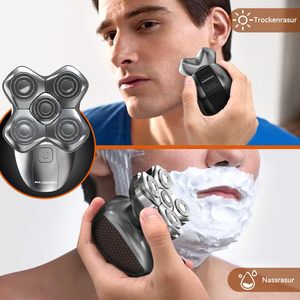 Rasoir électrique sans fil pour homme, utilisation humide et sèche, étanche IPX7, rasoir à barbe avec cinq lames, mini tondeuse à cheveux électrique, noir - Product Image 3