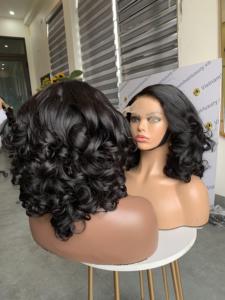 Bouncy Texture Wig Vietnamese HD <b>Lace</b> Front <b>Closure</b> Virgin Cuticle Aligned Remy Hair Single Weft Extensions - Product Image 4