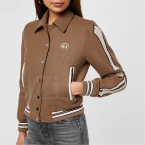 Veste d'hiver en laine avec logo personnalisé pour hommes, bonne qualité, style universitaire, patchs brodés, respirant, décontracté, design lettre, imperméable - Product Image 4