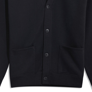 Cárdigan negro de algodón de alta calidad 100%, transpirable, antiarrugas, liso, de gran tamaño, traje de invierno con logotipo personalizable en la parte delantera - Product Image 3