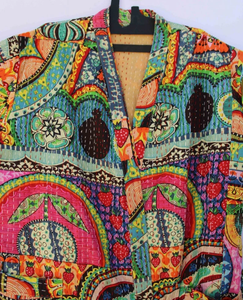Handmade Winter Kantha Quilted Jacket Jungle Print Kimono Robe Perfect <b>Bath</b> <b>Gift</b> <b>for</b> <b>Her</b> - Product Image 4