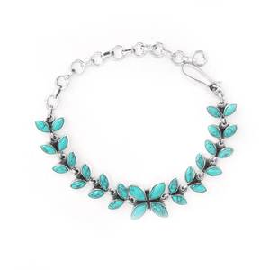 Pulsera de piedras preciosas naturales de Plata de Ley 925 diseño Floral turquesa para aniversario boda pulseras de perlas brazaletes joyería - Product Image 3