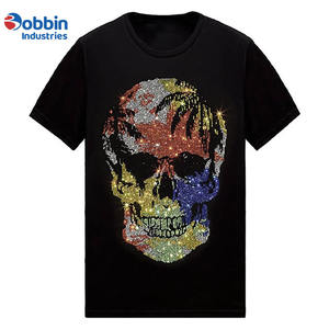 New Arrival Custom Logo Color Diamond Oversize Streetwear Breathable Eco-Friendly Cotton Men's T-Shirt with Rhinestone Transfer - Product Image 4