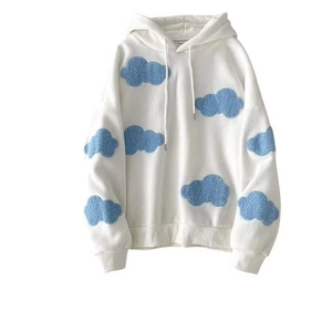 Winter Long Sleeve Drawstring Pullover Ladies Short Sweatshirt Letters Print Drop Shoulder Warm <b>White</b> Crop <b>Hoodie</b> - Product Image 5