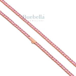 Venta caliente 14K chapado en oro Esmeralda collar de cadena de tenis 3mm de ancho con alta calidad VVS Moissanite joyería de lujo - Product Image 2