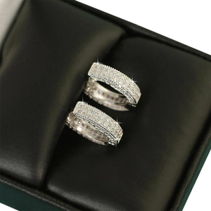 Lab Grown Diamond Pendientes de aro de Plata de Ley 925 de doble capa Estilo hiphop circular de nicho - Product Image 6