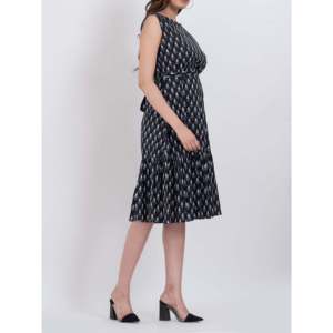 Vestido Midi de Algodón sin Mangas con Estampado Floral Negro para Mujer, Transpirable y de Alta Calidad, con Cinturón en la Cintura, Ideal para Fiestas de Verano en la Playa - Product Image 5