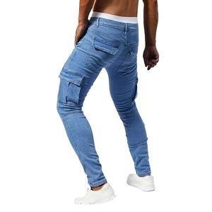 Pantalon slim décontracté à la mode Y2k Joggers Baggy homme pantalon nouveaux hommes rue élastique Denim jean multi-poches Cargo pantalon - Product Image 3