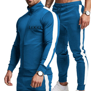Vêtements de sport unis d'hiver de haute qualité à séchage rapide pour hommes, tenue de sport 2 pièces en polyester et spandex, ensembles de survêtements - Product Image 5