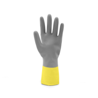 Guantes gruesos bicolor para el hogar, impermeables, grises sobre amarillos, de algodón, floclined, para limpieza de limpieza, jardinería y limpieza