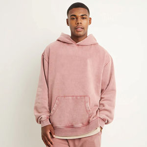 Sweat à capuche thermique surdimensionné en éponge française avec logo personnalisé pour hommes, épaules tombantes épaisses et lourdes, hiver, technique brodée, sweats à capuche thermiques - Product Image 3