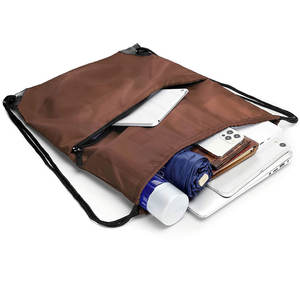 Sac à dos à cordon en polyester doux et solide, pliable, avec logo personnalisé imprimé, de haute qualité - Product Image 4