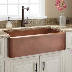 Copper <b>Kitchen</b> Sink Modern Design Customizable Durable Luxurious Functional High-End Premium - Product Image 1